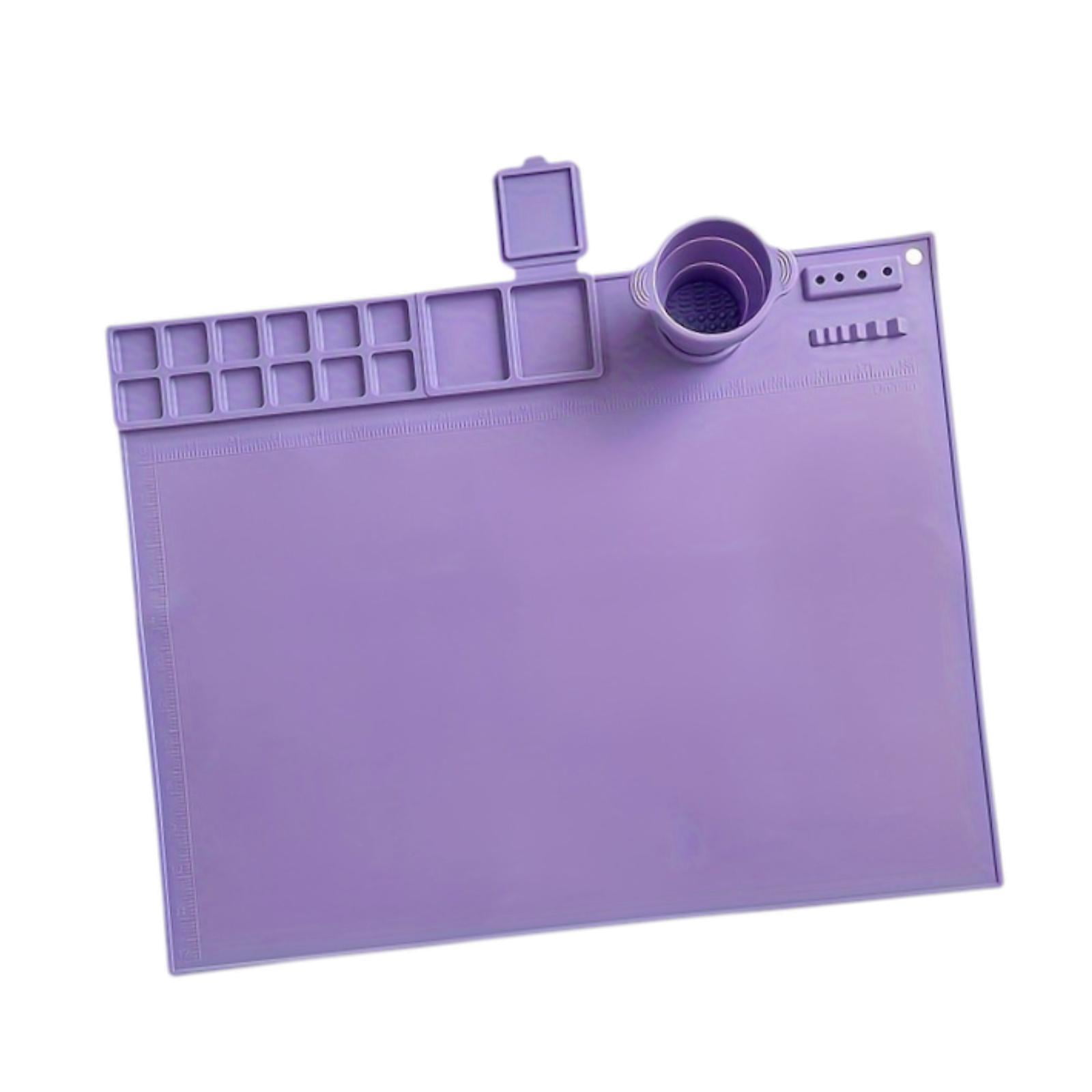 QccHieUs Silicone Painting Mat Artist Mat Multipurpose Easy to Clean Washable Drawing Mat Violet