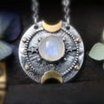 thumbnail image 4 of HOOUN Retro Style Moonstone Crescent Pendant Necklace Charm Ladies Gifts Witch Jewelry-24#Silver Lotus Flower Moonstone, 4 of 9