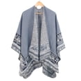 thumbnail image 2 of Couverture d'Hiver Chaude pour Femmes Surdimensionnée Imprimée Cape Châle Cardigan Doux Confortable Haut Tricoté, 2 of 3