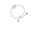 thumbnail image 2 of Delight Jewelry Crystal Lime Green Channel Drop - Rose Goldtone Leaf Delicate Bracelet, 6.25+1.75", 2 of 4