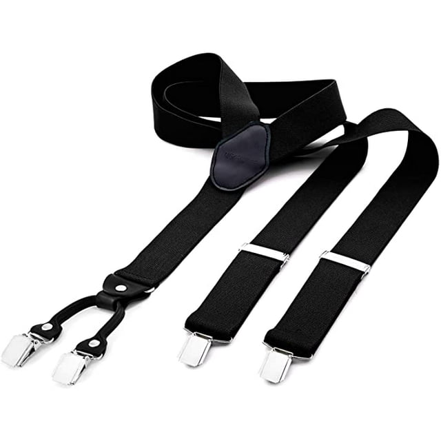 Men'S Braces Wide 4 Clips With Leather In Y-Shape - Elastic And Adjustable In Length In Different Designs