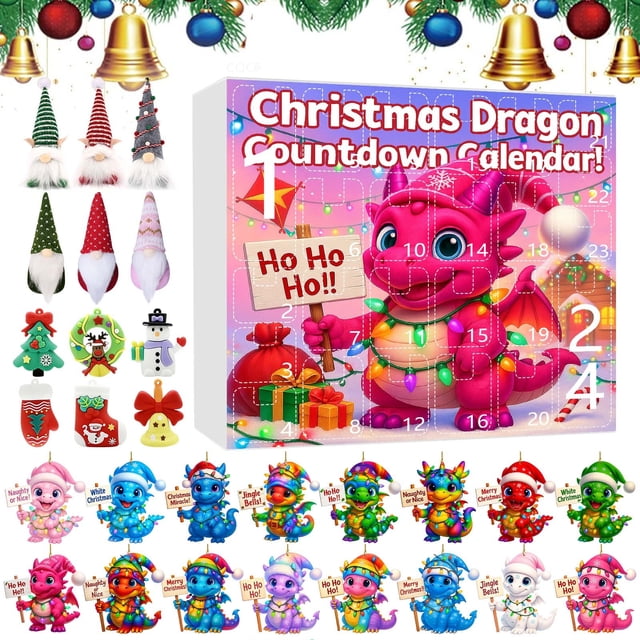 Countdown Sets 2025 Baby Ornament Advent Calendar Surprise Featuring 2D/3D Random Designs for Holiday