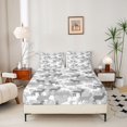 thumbnail image 2 of Manfei Minimalst Camouflage Elk Fitted Sheet Queen, Rustic Farmhouse Bedding, Sliver White, 3pcs, 1 Fitted Sheet and 2 Pillowcases, 2 of 6