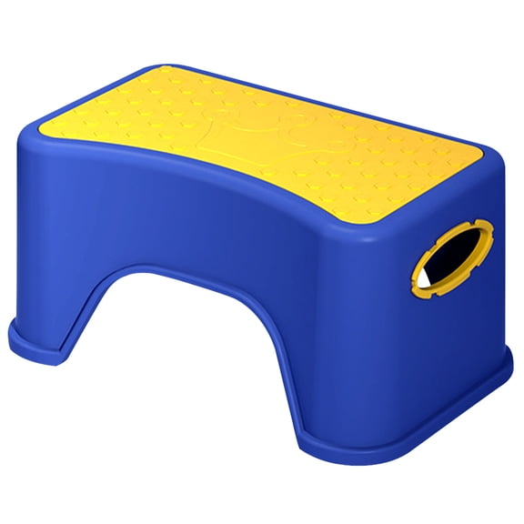FONDOTIN Household Plastic Foot Stool Blue Comfortable Non Slip Step Stool for Home Bathroom Office