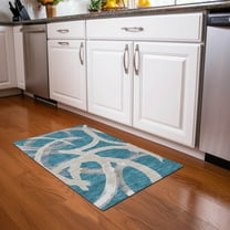 Addison Rugs Chantille Indoor/Outdoor Transitional Circles Teal Washable Rectangle Rug, 1'8" x 2'6"