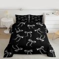 thumbnail image 2 of Feelyou Cool Girl Bowknot Queen Comforter Set, Fashion Princess Ribbon Bedding Sets, Kawaii Bow-tie Bow Black Reversible Bedding Comforter Set, Luxury Bedroom Decor, 3 Pieces, 2 of 8