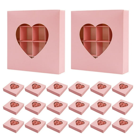 30Pcs Valentines Day Bakery Pink Boxes with Window Heart - Can Hold 16 Pcs Chocolates, for Women Mother Grilfriend Boyfriend & Candy Party Favo & Dessert Shop Supplies