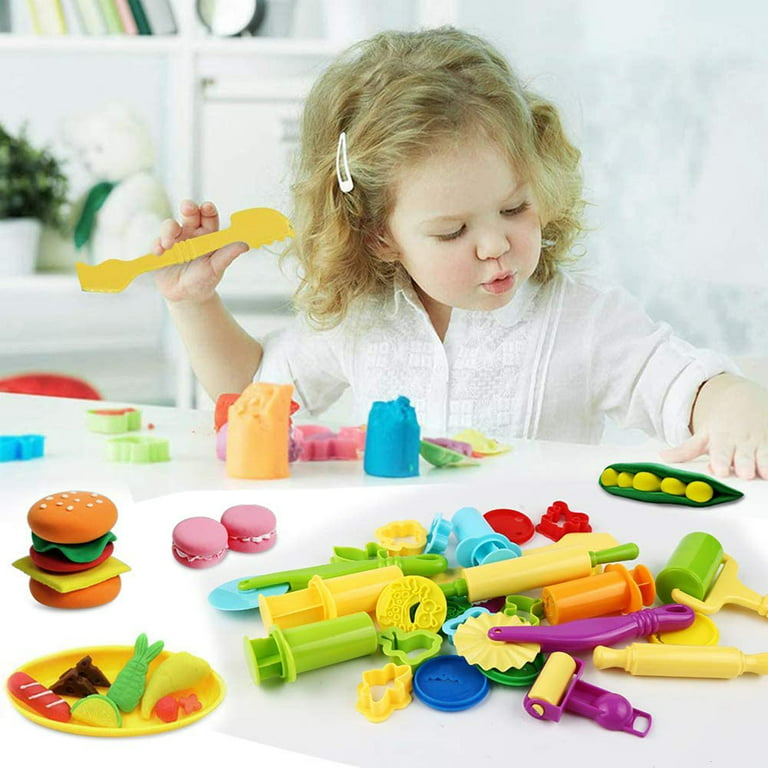 Cewuky Playdough Set, 36pcs Play Dough Tools Kit with 5 Colors Dough, Play  Kitchen Accessories Toys,Play Food Set and Stovetop Play Molds Pretend