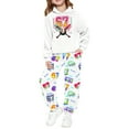 thumbnail image 2 of Kids Outfits Set 6 7 Six Seven Letter Outfits Set Comfortable Boys Winter Outfit Warm Fleece Hoodie And Jogger Pants With Print White 160(12-13 Years), 2 of 6
