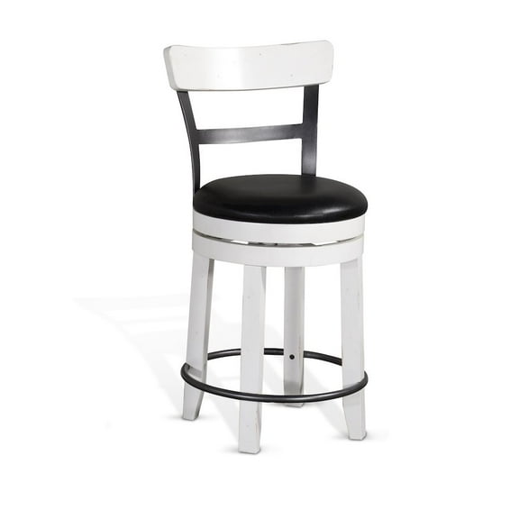 Sunny Designs 24" Carriage House Swivel Barstool in White/Dark Brown (Set of 2)
