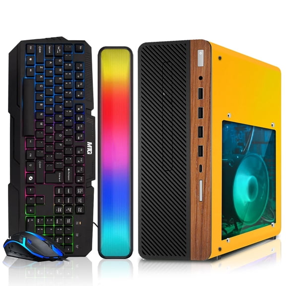 Restored HP Half Dark Desktop Computer PC Lambo AMD Ryzen 3 PRO, 16GB RAM, 512GB SSD, RGB KBM, Sounbar, WiFi BT, Win 11