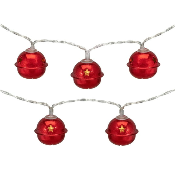Northlight LED Christmas Bells Fairy Lights - 5.5' - Clear Wire - Red - 10ct