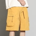 thumbnail image 6 of Athletic Shorts for Men Pack Men's Cargo Shorts with Elastic Waist Drawstring,Plus Size Summer Wide Leg Shorts with Multi Zipper Pocket Yellow 5XL, 6 of 7
