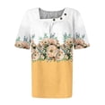 thumbnail image 3 of Fiudx Ofertas y Liquidaciones Camiseta Plisada de Manga Corta con Cuello Estampado para Mujer, 3 of 3