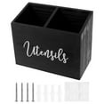 thumbnail image 1 of Dsseng Wood Utensil Caddy for Knife Fork Chopsticks 2 Compartments Silverware Caddy Space Saving Large Capacity Utensil Organizer Bucket for Kitchen Countertop, 1 of 10
