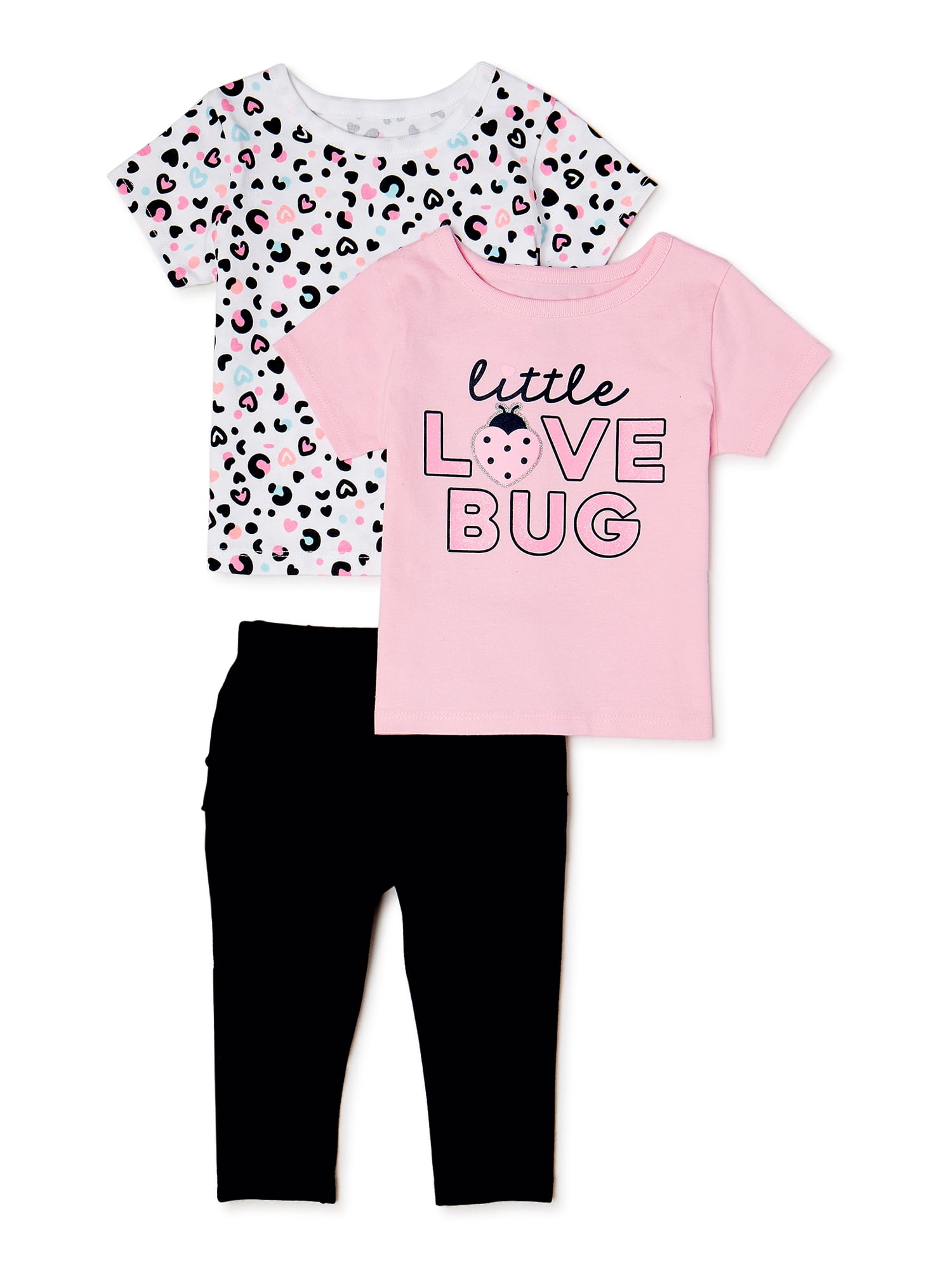 Garanimals Baby Girl T-shirts & Leggings Outfit, 3-Piece Set