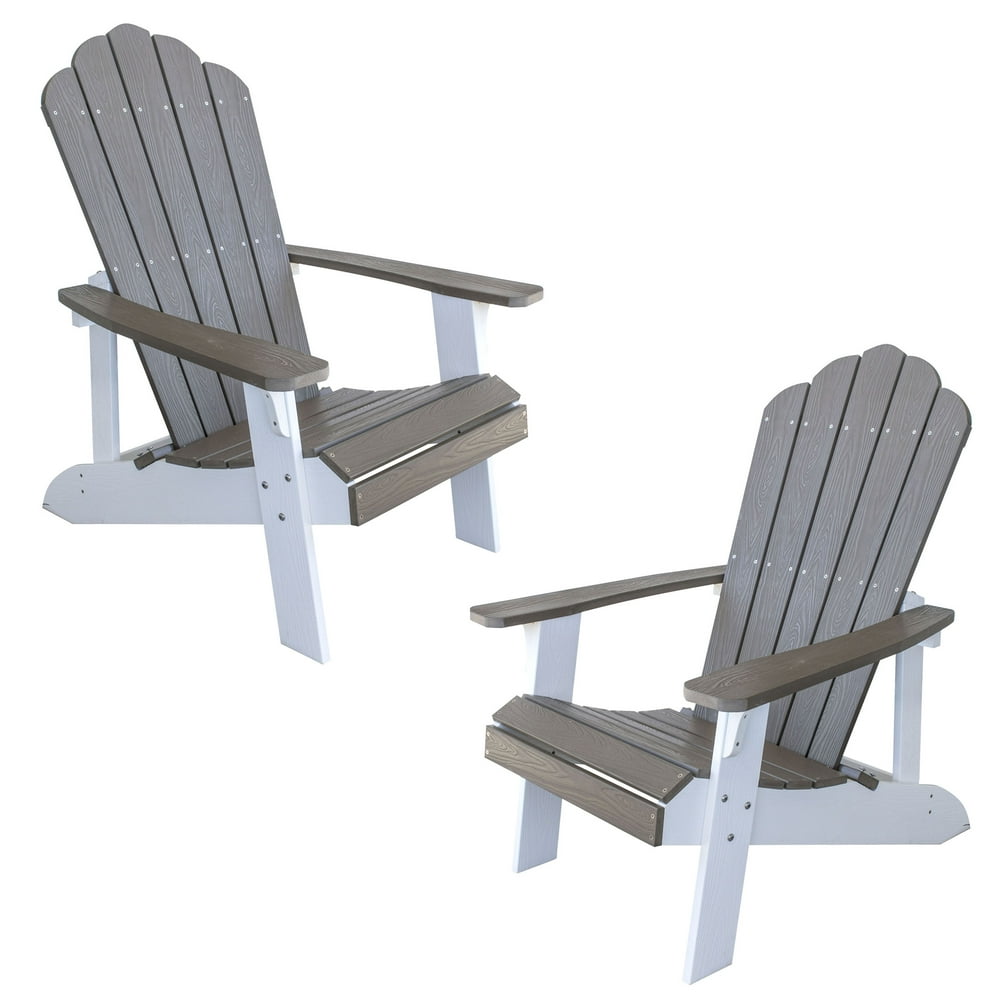 AmeriHome Simulated Wood Outdoor Two Tone Adirondack Chair, Driftwood