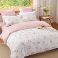 thumbnail image 5 of JOLUSERE Pink Tulip Queen Comforter Set, 3-Piece Pink Flowers Reversible Soft Bedding Set or Adults All Season, 5 of 10