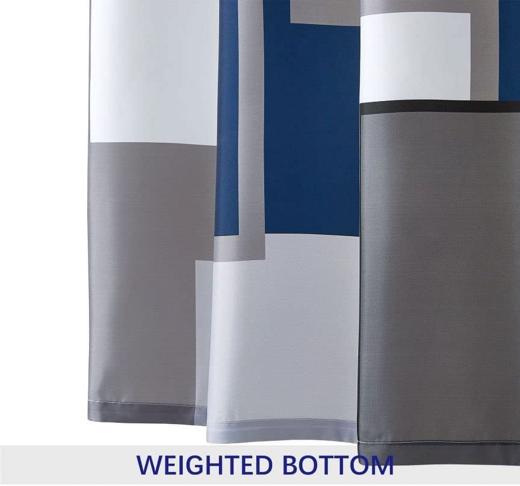 Modern Geometric Shower Curtain Blue,Blue and Black White Waterproof Shower Curtain Set for Bathroom Restroom with 12 Metal Hooks, 72 x 72 inch