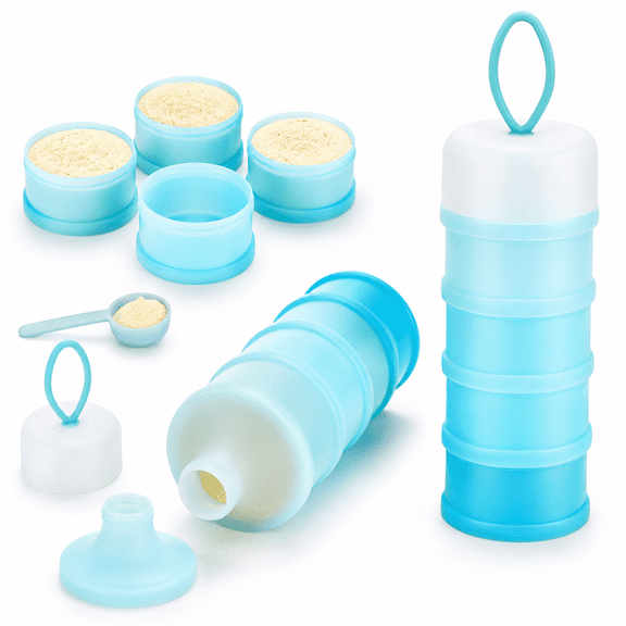 2 Pack Baby Formula Dispenser On The Go,4 Layers Non-Spill Stackable Formula Dispenser,Portable Baby Feeding Travel Storage Container for Snack,Oatmeal,Candy,Nuts