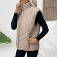 thumbnail image 5 of QATAINLAV Women's Lightweight Sleeveless Winter Jackets Casual Stand Collar Quilted Puffer Vest Zip up Warm Coats with Pockets, Beige, M, 5 of 10