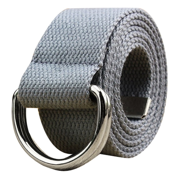 IQOGKRN anvas Web Belt Metal Double D Ring Buckle for Men Women Casual Cloth Belt Gray One Size