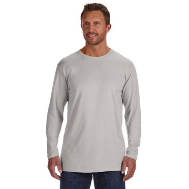 Hanes 498L Tagless Nano-T Mens Long-Sleeve Tee, 3X - Light Steel