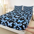 thumbnail image 4 of Erosebridal Black Blue Full Size Sheets for Girls, Butterfly Bow-Tie Bed Sheets, 1 Flat Sheet, 1 Fitted Sheet and 2 Pillowcases, 4 of 5