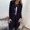 Black, variant on Long Wool Pea Coats for Women Single Breasted Snap Lapel Overcoat Casual Fall Wool Blend Jacket Coats with Pockets Black M