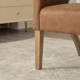 thumbnail image 5 of Hassch Faux Leather Upholstered Barrel Chair with Round Cutout Back and Solid Wood Frame, Modern Accent Chair for Living Space & Dining Room (Brown), 5 of 8