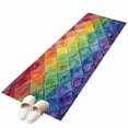 thumbnail image 2 of Colorful Modern Geometric Washable Runner Rugs 2'x6', Watercolor Rainbow Diamond Pattern Low Pile Throw Entryway Rug Non-Slip Sturdy Edge Binding Carpet for Indoor Bedside Entrance Bedside, 2 of 9