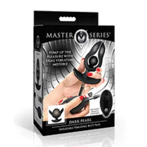 Master Series Dark Pearl Inflatable Vibrating Butt Plug w/Remote Control - Black