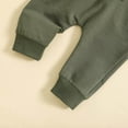 thumbnail image 4 of JSGEK Spring and Fall Toddle Boys and Girls Long Sleeve Sweatshirt Pants Set Comfort Solid Color Relaxed Fit Newborn Outfit Set 2 Piece PocketedSweatpants Suit Soft Regular Fit 2-3 Years Army Green, 4 of 9