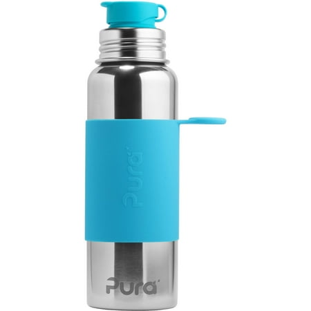 - Pura 28 OZ / 850 ML Stainless Steel Water Bottle with Silicone Sport Flip Cap & Sleeve Aqua(Plastic Free, Nontoxic Certified, BPA Free)