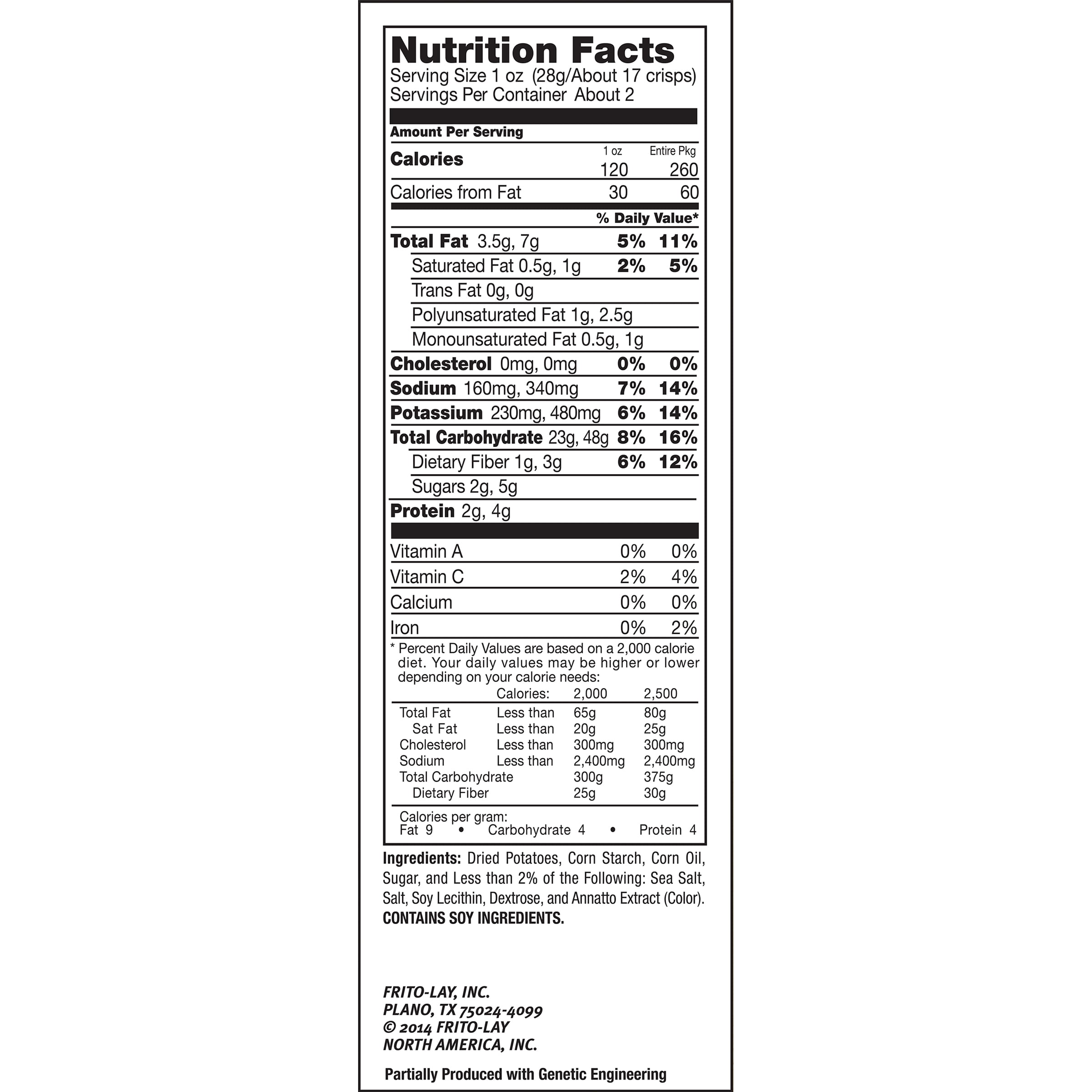 Lay's Oven Baked Original Potato Chips 2.125 oz. Bag