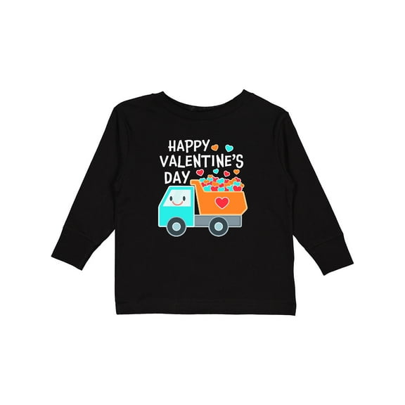 Inktastic Happy Valentines Day Truck Hearts Boys or Girls Long Sleeve Toddler T-Shirt
