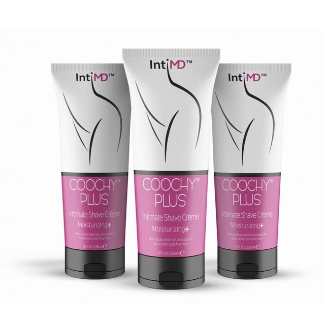 IntiMD COOCHY PLUS (paquete de 3) Crema de afeitado íntima sin erupciones con HIDRATANTE+ 8oz
