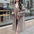 thumbnail image 2 of biudgviw Womens Long Cardigan Overcoat Jacket Lapel Neck Fleece Lined Trendy Trench Coat Long Sleeve Hooded Fall Winter Outerwear, 2 of 5