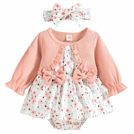

Viworld Newborn Infant Baby Girl Bodysuits Long Sleeve Ribbed Romper Onsie Tutu Skirt Dresses
