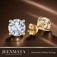 thumbnail image 3 of JeenMata 1 Carat Round Solitaire Moissanite Stud Earrings for Women, Earrings for Men, 18K Yellow Gold Plated, Hypoallergenic Earrings, D VS1, Stud Earring for Woman, Jewelry, Gift, Earrings, 3 of 11