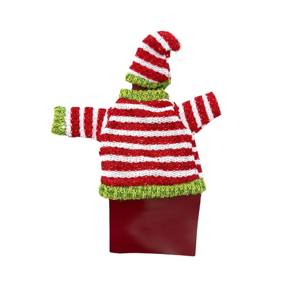 Red Striped Jolly Christmas Sweater Wine Snuggler - Wine Bottler Cover By Ganz