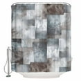 thumbnail image 2 of Grey Blue Bathroom Curtain 72 Inch Shower Stall Curtain with Hooks, Abstract Gradient Brown Color Blocks Geometric Waterproof Polyester Bath Curtain Washable Bathtub Curtain 36''x 72'', 2 of 6