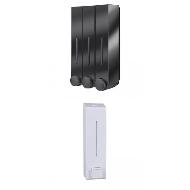 Dispensadores manuales de jabón líquido de pared para baños, restaurantes y aseos. Blanco Negro 4 piezas