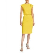 Halston TOPAZ Women's Cap-Sleeve Draped-Neck Crepe Sheath Dress US 8