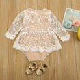 thumbnail image 2 of Baby Girls Solid Color Lace Stitching Long Sleeve Triangle Romper, 2 of 6