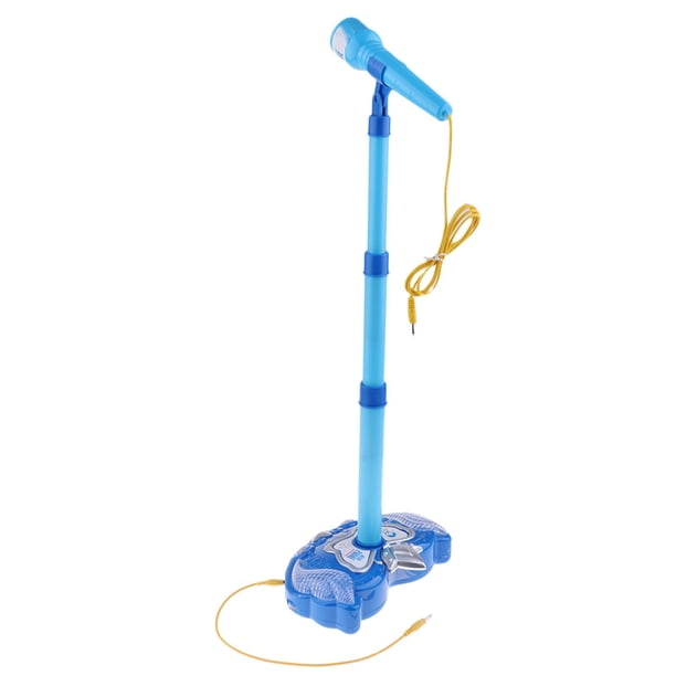Máquina de karaoke para niños con micrófono y soporte ajustable. Azul