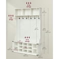 thumbnail image 4 of Farmhouse Entryway Hall Tree Bench - 16 Open Compartments, 6 Tri-Hooks, Shoe Storage & Coat Rack, Space-Saving Design, Rustic White, 4 of 6