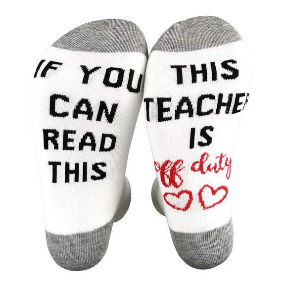 Unisex Novelty Funny Word Letter Crew Socks If You Can Read This Nurse Teacher Is Off Duty Printed Casual Cotton Hosiery