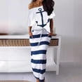 thumbnail image 3 of Conjunto de camiseta y falda de manga corta con estampado de ancla de barco de ocio estilo marino, 3 of 6
