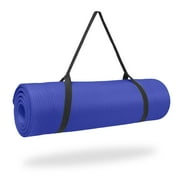 Pure Fitness 12mm Ultra Thick Fitness Exercise Mat with Carry Strap, Blue Iris